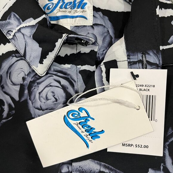 Fresh Prints of Bel-Air Men's Black Rose Print Shirt - Size Small - NWT - Picture 4 of 4